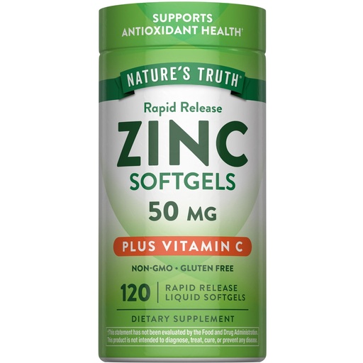 [BRSWYAQEDIHWCH34] Nature's Truth Zinc with Vitamin C | 50mg | 120 Softgels | Non-GMO & Gluten Free Supplement