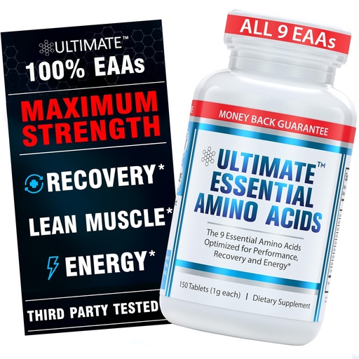 [BRSROGI5CIAWAAL4] Ultimate Essential Amino Acids Supplement for Cutting, Fasting & Workouts, All 9 EAAs, 3000mg, 40% Leucine, 4:1:1 BCAA Ratio, Binder-Free with Organic Coating, Vegan, Keto, Non-GMO, 150 Tablets