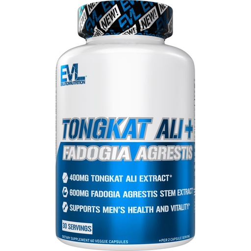 [BRSRA237A4HAY33Z] Evlution Nutrition Tongkat Ali + Fadogia Agrestis - Men’s Health + Vitality Support - 400mg Tongkat Ali + 600mg Fadogia Agrestis Stem Extract - Workout Supplement - Vegetarian Capsules - 30 Servings