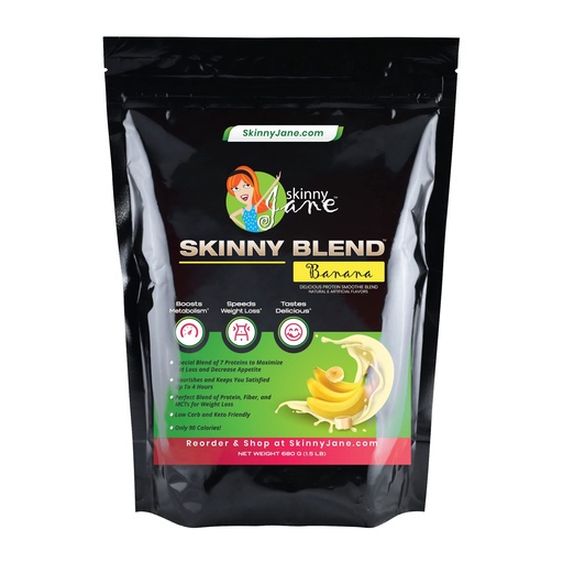 [BRSWIFAAOIOWIFQV] Skinny Blend - Best Tasting High Protein Shake for Women - Satisfying Low Carb Meal Replacement - Keto-Friendly Breakfast or Snack - Healthy Smoothie - 30 Delicious Shakes - Banana