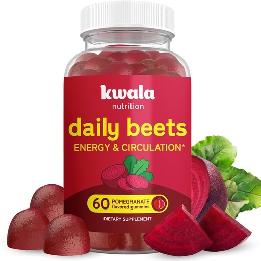 [BRSRMYIZDIMB6ADA] Beet Gummies for Energy, Nitric Oxide & Heart Health | Super Nitric Oxide Supplement with Grape Seed Extract | Pomegranate Flavor | Vegan, Non-GMO | 60 Beet Chews, Chewables