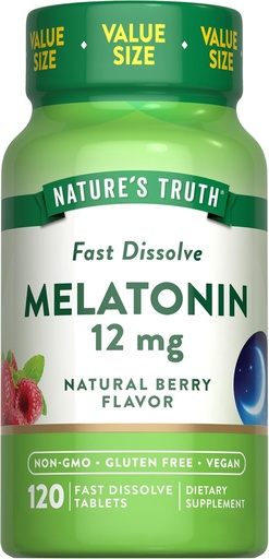 [BRSWYGAFOEJWYFYU] La verdad de la naturaleza Melatonin Tablets TEN 12mg ANTE 120 Conde Silencio Natural Berry Flavor ← Fast Dissolve ANTE Vegan, Non-GMO & Gluten Free Supplement