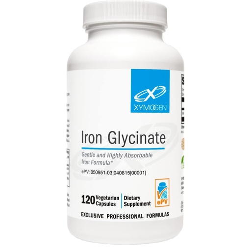 [BRSWIFYTPN7RQDLO] XYMOGEN Iron Glycinate - Supports Hemoglobin & Iron Levels - Highly Absorbable Gentle Iron Supplement - Vegetarian, Gluten-Free & Dairy-Free - 120 Capsules