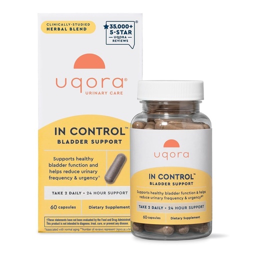 [BRSRAHQLCAPRM3L4] Uqora in Control Bladder Support - Daily Bladder Care & Support for Urinary Comfort - Made with botanicals, Like Horsetail & Spicebush - Gluten-Free & Vegetarian - 60 Capsules