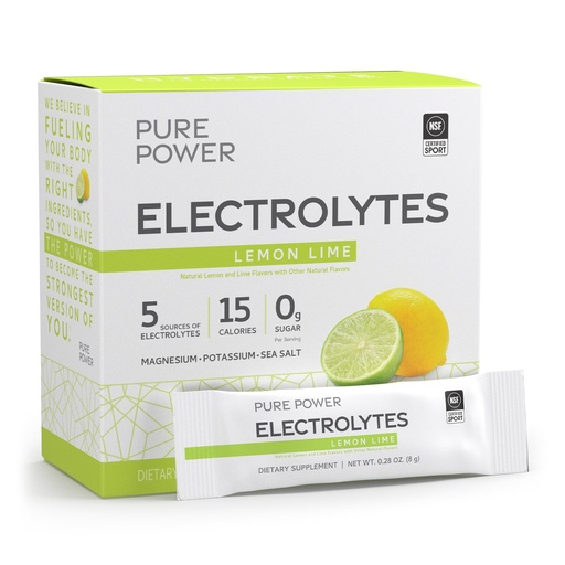 [BRSROAQOB57BAD3V] Dr. Mercola Pure Power Electrolytes - Supports Hydration & Muscle Function - Magnesium & Potassium Blend - 0 g Sugar per Serving - Lemon Lime - 30 Packets