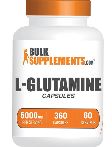 [BRSRMCTYAACR6FY4] BulkSupplements.com L-Glutamine Capsules - Glutamine Supplement, Amino Acid Supplement - Gluten Free, 6 Capsules per Serving (5000mg), 360 Count (Pack of 1)
