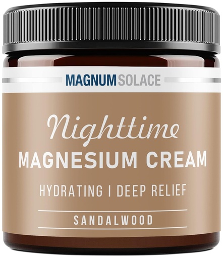 [BRSRMGIFC4IBEHL3] Magnesium Lotion – Nighttime Magnesium Cream – Apply to Leg Muscles, Arms or Chest - Topical Magnesium Chloride – USA Made and Safe for Kids (Sandalwood) 4 Fl Oz (Pack of 1)