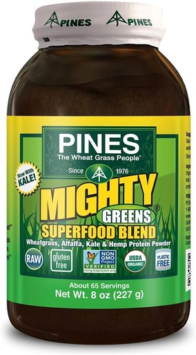 [BRSWIGI3PIOAIELO] Pines Organic Mighty Greens Superfood Blend, 8 Ounce