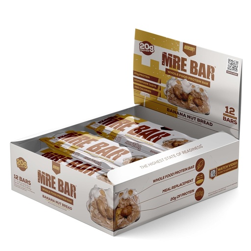 [BRSWGEDRAEGRQET4] REDCON1 MRE Protein Bar, Banana Nut Bread - Contains MCT Oil + 20g of Whole Food Protein - Easily Digestible, Macro Balanced Low Sugar Meal Replacement Bar (12 Bars)