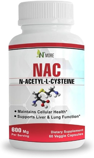[BRSRMEAQOR7ROE3B] N'More N-Acetyl-Cysteine (NAC) 600Mg 60 Veggie Capsules Non-GMO, Gluten Free