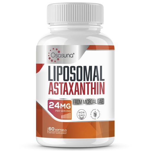 [BRSW2BARORYWGHT3] Liposomal Astaxanthin Supplement 24 MG, Maximum Absorption, Antioxidant Stronger Than VIT C, Non-GMO & Gluten Free - 60 Softgels(2 Months Supply)