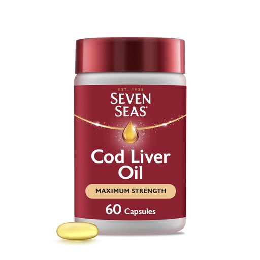 [BRSWIYQFBUHGKFD2] Seven Seas Cod Liver Oil Extra High Strength 60 Capsules