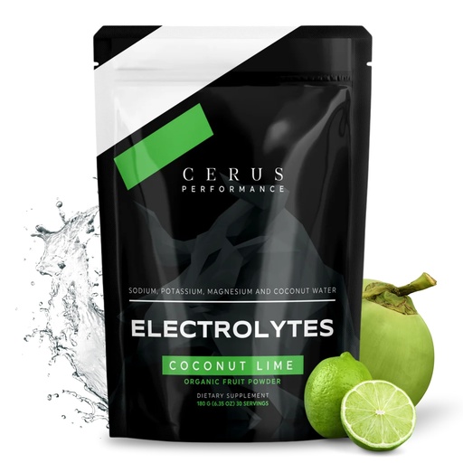 [BRSRAH32OJYAMGQY] Cerus Performance Electrolyte Powder – Coconut Lime Flavor, 30 Servings, Zero Sugar, Coconut Water & Real Fruit for Endurance & Recovery