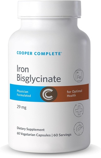 [BRSW2BT4AEIRYAL4] Cooper Complete Iron Bisglycinate. 29mg per Tablet. 60 Capsules per Bottle. Pack of 1