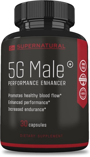 [BRSRMHD7CNYWY2YZ] Supernatural Man 5G Mann Naturlig T Booster Enhancement Supplement for blodflow, utholdenhet, styrke og utholdenhet Ginseng, hvitløk, Ginger Root, vitamin D - støtter sunne menn - 30 kapsler