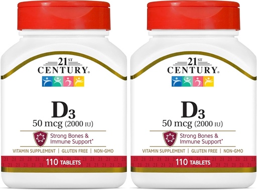 [BRSRAY3ROYNQOHQU] 21st Century D3 2000 IU Tablets, 110 Count (Pack of 2)