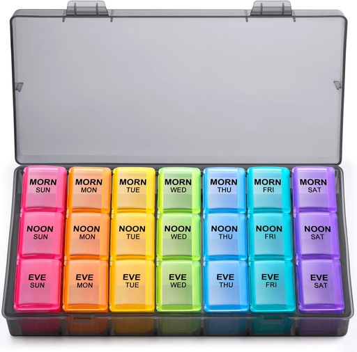 [BRSWY234AQCRYAYU] Weekly Pill Organizer 3 Times A Day, Large Gelibo Daily Pill Cases Box for Vitamin/Fish Oil/Pills/Supplements-Arthritis Friendly