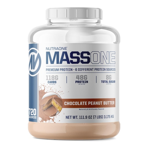 [BRSWGAIFCN4AO3Y3] NutraOne Massone Mass Gainer Protein Powder Gain Mass Protein Meal Replacement (Chocolate Peanut Butter - 7 lbs.)