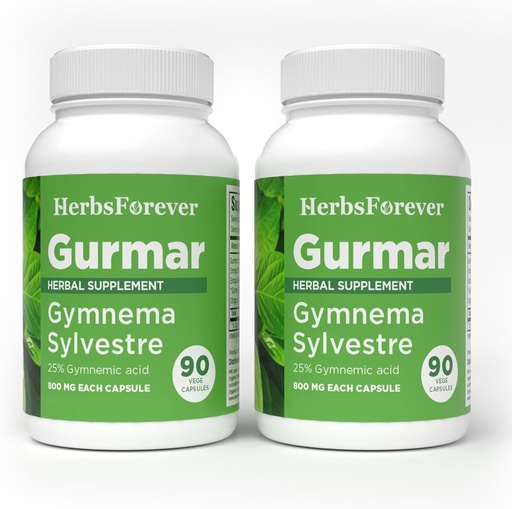 [BRSRMBLQARYBY2TK] Herbsforever Gurmar Capsules – Gymnema Sylvestre – Herbal Supplement – 90 Capsules (Pack of 2)