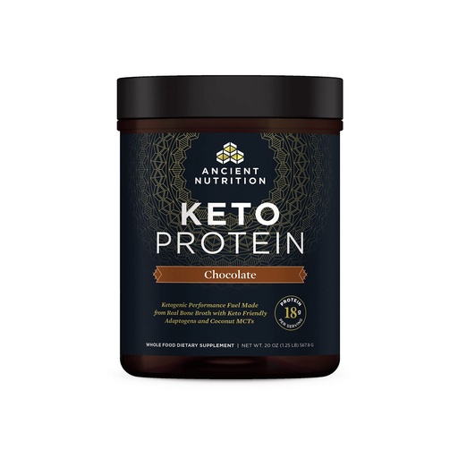 [BRSWGYD2AEPQAHQU] Ancient Nutrition Keto Protein Powder, KetoPROTEIN with Fats from Bone Broth and MCT Oil, Chocolate, 18g Protein 10g Fat Per Serving, Gluten Free, Low Carb, Paleo Friendly, 17 Servings