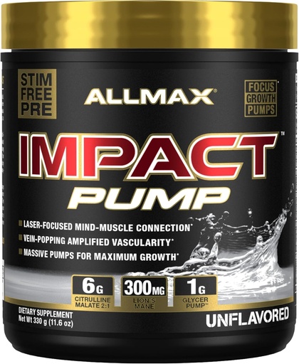 [BRSWGAQOBAJQAHL7] ALLMAX Nutrition Impact Pump Stim Free Pre Workout, 30 Servings (Unflavored)