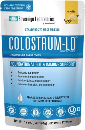 [BRSWKZL3BECBSAIZ] Colostrum-LD Liposomal Delivery - אבקת קולוסטרום - Gluten-Free, Lactose-Reduced - 68 משרתים - מעבדות ריבוניות - 12oz vanilla