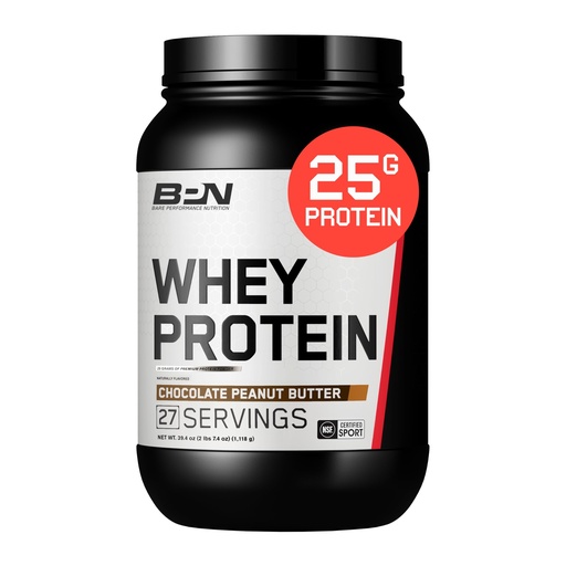 [BRSWGAYHCENRUA37] BARE PERFORMANCE NUTRITION, BPN Whey Protein + Casein Protein Powder Blend, Chocolate Peanut Butter, 25g Protein per Serving Supports Lean Muscle Recovery, 27 Servings, Third Party Tested