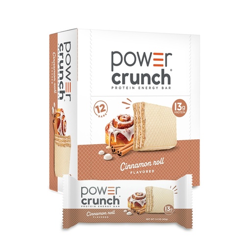 [BRSROEIKAECGED3U] Power Crunch Protein Energy Wafer Bars, Cinnamon Roll, 1.4 Ounce (12 Count)
