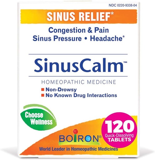 [BRSWYFQYCMNGAC3K] Boiron SinusCalm Tablets for Sinus Pain Relief, Runny Nose, Congestion, Sinus Pressure, Headache - 120 Count (Pack of 2)