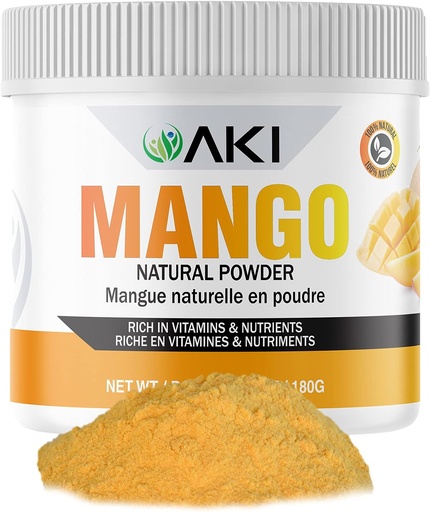 [BRSW2Y34A5YR4E34] AKI Mango Extract Powder (6.34oz/180g) - Vitamín C a iné živiny - sušené mango, ideálne ako doplnok pre booster pre proteínové smoothies, Sorbet korenie, šťava, nanuky a zmrzlina