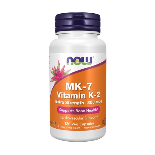 [BRSROAL5C57WK2D4] Now Foods Supplements, MK-7 Vitamin K-2 300 mcg, Cardiovascular Support*, Supports Bone Health*, 120 Veg Capsules