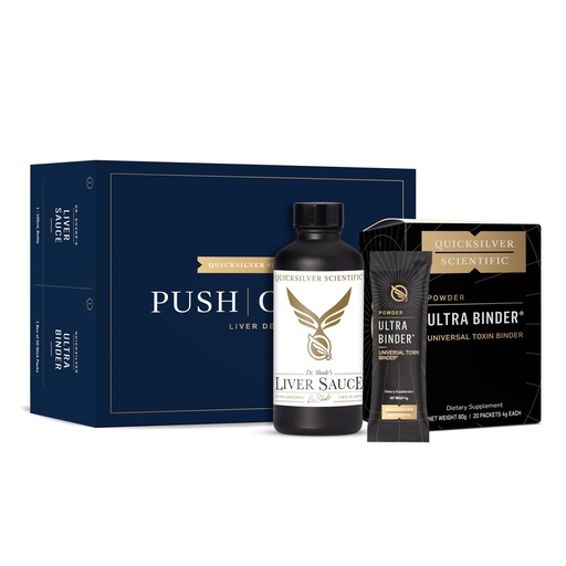 [BRSWGFARCQCBYAYZ] Quicksilver Scientific PushCatch Liver Detox Cleanse - 2 Piece Kit with Ultra Binder (Packets) & Liver Sauce (Liver Support Supplement with Milk Thistle Extract) to Support GI Detox & Toxin Binding