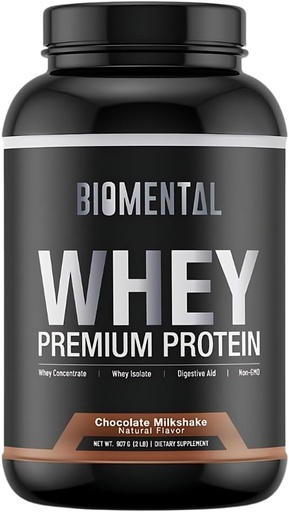 [BRSROBD6OENQOE3L] Biomental Chocolate Whey Protein Powder - Rich Flavor for Muscle Growth & Recovery - Premium Fitness Nutrition Supplement - Zéró mesterséges ízesítők és édesítők - Protein kiegészítés 2 Pounds