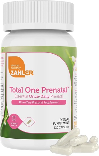 [BRSWIHLRDJ6WY23M] Zahler - Total One Prenatal Vitamins for Women (120 Count) Daily Multi Vitamin Prenatals with Folic Acid, Iron, Zinc & 19 Other Essential Vitamins & Minerals - Kosher Pre Natal Multivitamin Capsules