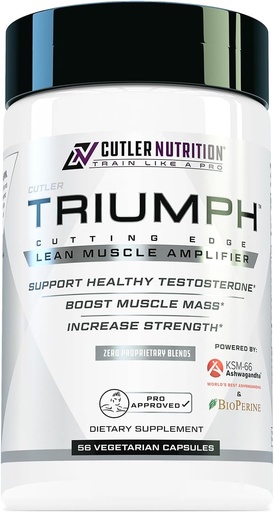 [BRSWGGA7AEPA4FL5] TRIUMPH Testosteron Booster za moške: Najboljši test Booster in estrogen bloker za moške z DIM, KSM 66 Ashwagandha, in Boron Citrat, Gradite naravno mišično maso in moč, 56 Veggie kapsule