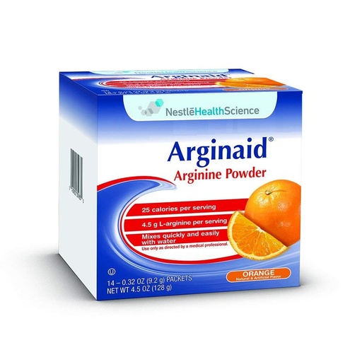 [BRSWKZQAOMCAIEL6] Nestle Arginaid Arginine Powder, Orange, 0.32 OZ Packets, 14 CT (Pack of 4)