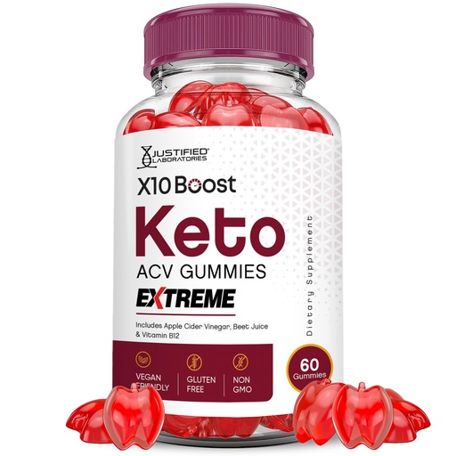 [BRSROBINCN4AOC3K] Justified Laboratories X10 Boost Keto ACV Gummies Extreme (2000 mg) - 60 Count - Made with the Mother & Vitamin B12 - Non-GMO, Vegan, Gluten Free - 30 Servings