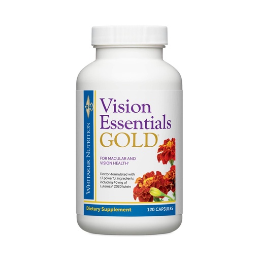 [BRSWKEAZAICQMDDY] Dr. Whitaker's Vision Essentials Gold - Eye Health Supplement with 40 mg of Lutein Plus, Zeaxanthin & Taurine - Supports Macular Health and Shields Eyes Against Blue Light Exposure (120 Capsules)