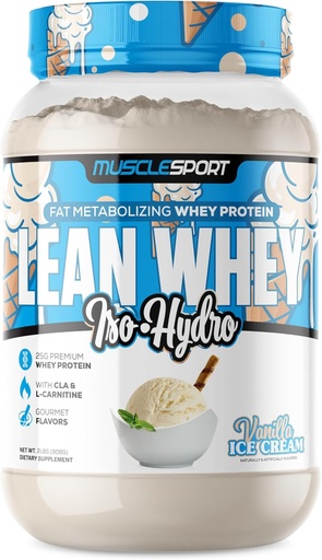 [BRSWYCYODMMR62DV] Musclesport Lean Whey RevolutionTM Protein Powder - Whey Protein Isolate - Calorie basse, Carbo basso, Basso Grasso, Sapori incredibili - 25g Protein per Scoop (2LB, Vanilla)