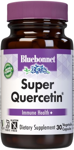 [BRSWIYY3BZYGICLK] Bluebonnet Uzturs Super Quercetin Dārzeņu kapsulas, C vitamīna formula, Labākais sezonas un imūnās atbalsta, ne ĢMO, bez lipekļa, bez sojas, bez piena, košera, 30 Dārzeņu kapsulas