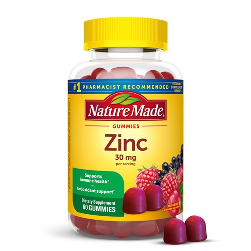 [BRSW2AI3AAPGE3L3] Nature Made Zinc Supplements 30 mg Per Serving, Dietary Supplement for Immune Health and Antioxidant Support, 60 Zinc Gummies, 30 Day Supply