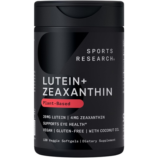 [BRSWGFQPCEMBECDZ] Sports Research® Lutein and Zeaxanthin Capsules - Eye Health Support Supplement Made with Lute-Gen® and Organic Coconut Oil - Vegan Friendly & Non-GMO Verified - 120 Veggie Softgels