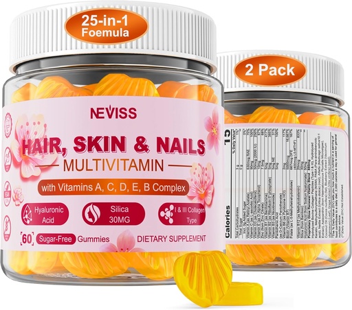 [BRSRAEAECUBRSCAV] Multivitamínico libre de azucre para mulleres Gummies con Biotin 5000mcg, ácido hialurónico de coláxeno MSM, complexo de vitamina A C D3 E & B e Metil Folate & B12, multi vitaminas orgánicas para cabelo Nails, enerxía