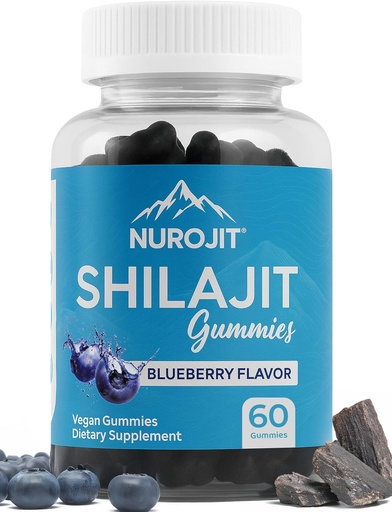[BRSRAYIFCQHWYEQV] Shilajit Gummies, Blueberry Flavor, Himalayan Extract, Lab Tested, Non-GMO, Gluten Free, Vegan Friendly, Mess-Free Alternative to Resin, Simple Addition to Daily Routine, 60 Vegan Gummies