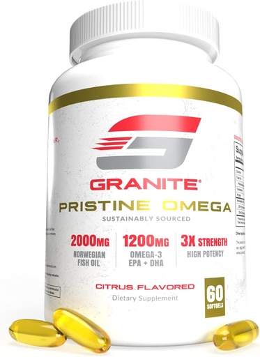 [BRSW2FQKOIPWAFDO] 화강암 Pristine Omega-3 보충교재, EPA & DHA를 가진 2000mg 노르웨이어 물고기 기름 보충교재는, 합동, 심장, 뇌, & 계류, 지속가능한 근원, 순수성 시험된 (60 Softgels)를 지원합니다