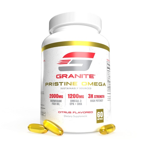 [BRSW2FQKOIPWAFDO] Granite Pristine Omega-3 Supplement, 2000mg Norwegian Fish Oil Supplements with EPA & DHA, Supports Joint, Heart, Brain, & Mood, Sustainably Sourced, Purity Tested (60 Softgels)