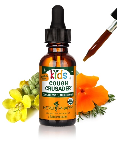 [BRSWK23QCEGRWF3I] Herb Pharm Kids Cough Crusader – Certified Organic Alcohol-Free Herbal Liquid Formula for Kids, Immune & Throat Comfort Support, 1 fl oz