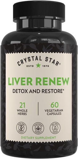 [BRSWIYT3PMCQAD3U] Crystal Star Lever Vernieuwen, 60 capsules, Herbal Lever Reiniging Supplement dat de normale leverfunctie ondersteunt & bevordert toxine release - melkdistel, non-GMO