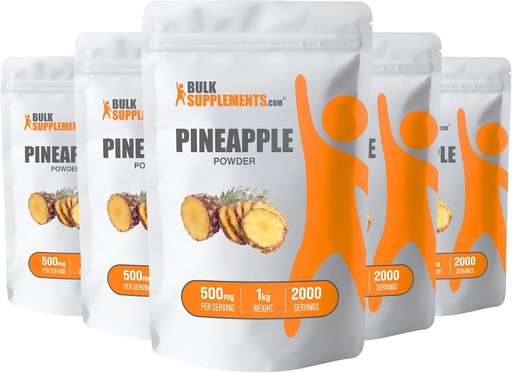 [BRSWYZATOR6GKA3B] BulkSupplements.com Pineapple אבקת פירות Pineapple, for Flavoring & Smoothies - Un Sweetened & Gluten Free, 500 מ"ג לשרת, 5g (11lbs) (Pack של 5)