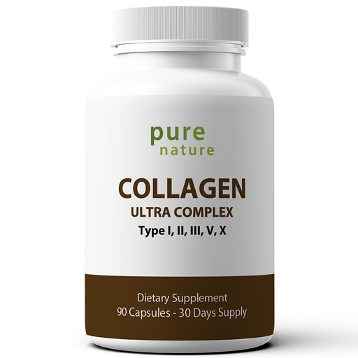 [BRSWGBL5BZYGYE35] PureNature Collagen Ultra - Collagen Peptides with 5 Types I, II, III, V & X Naturally-Sourced Hydrolyzed Collagen for Hair, Skin, Nail and Joint Support - 90 Capsules